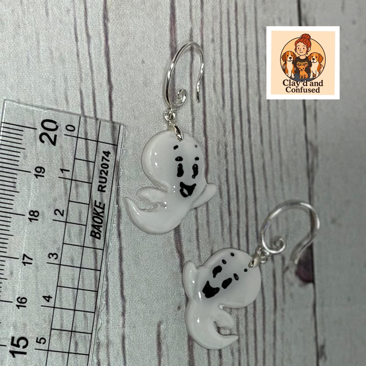Happy Ghost Earrings — Handmade Polymer Clay