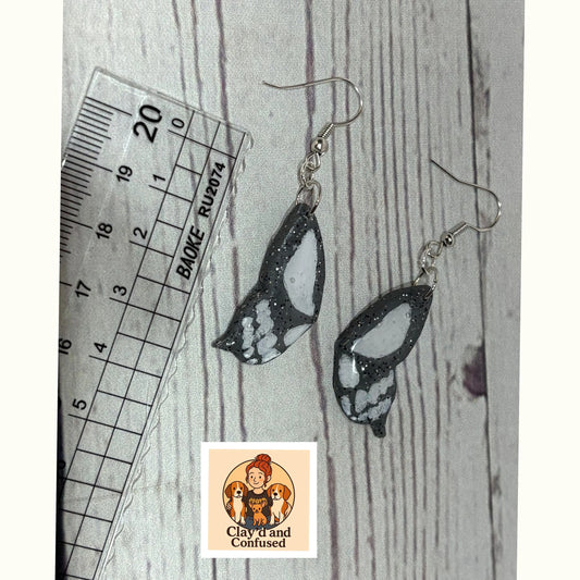 Skeleton Butterfly Earrings — Handmade Polymer Clay