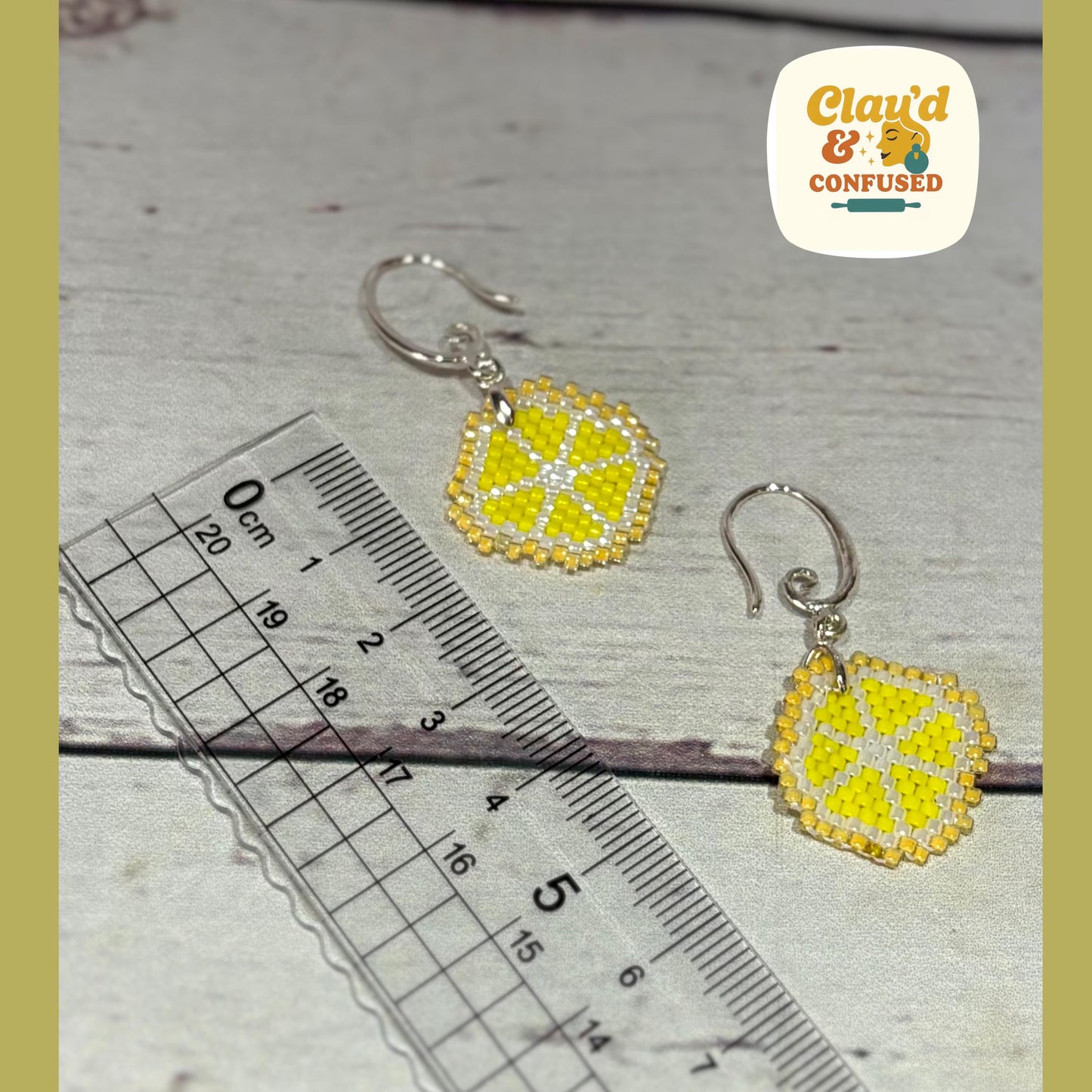 Citrus Slice Beaded Earrings — Handmade Miyuki Seed Bead