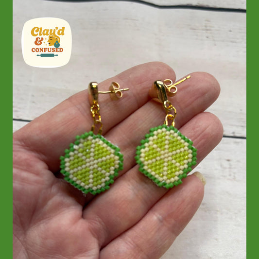 Citrus Slice Beaded Earrings — Handmade Miyuki Seed Bead