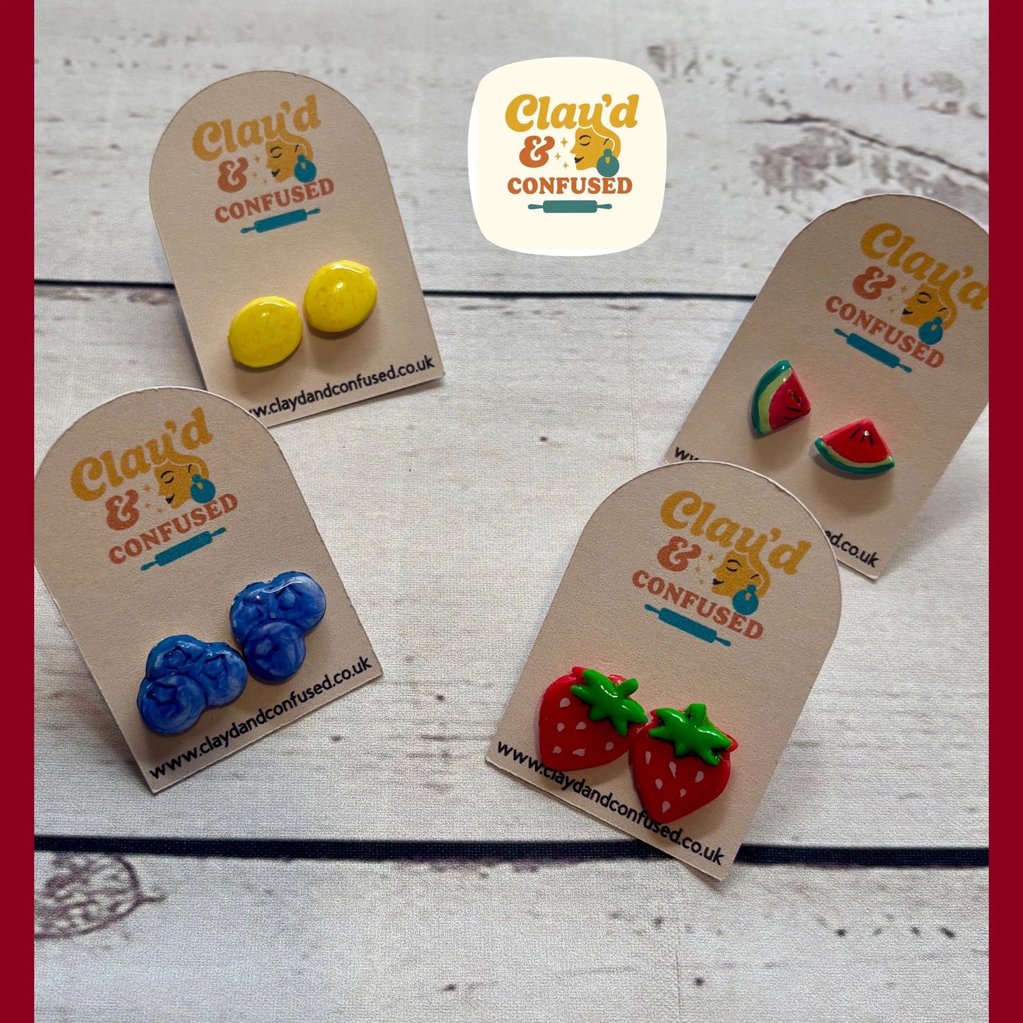 Fruit Studs — Handmade Polymer Clay