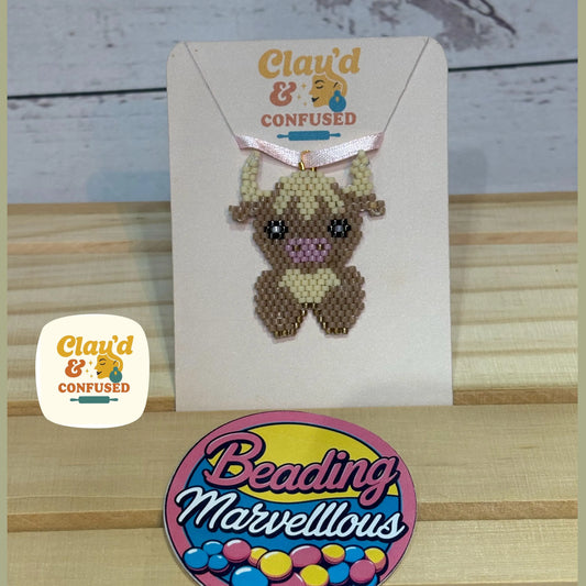 Highland Cow Pendant — Handmade Polymer Clay