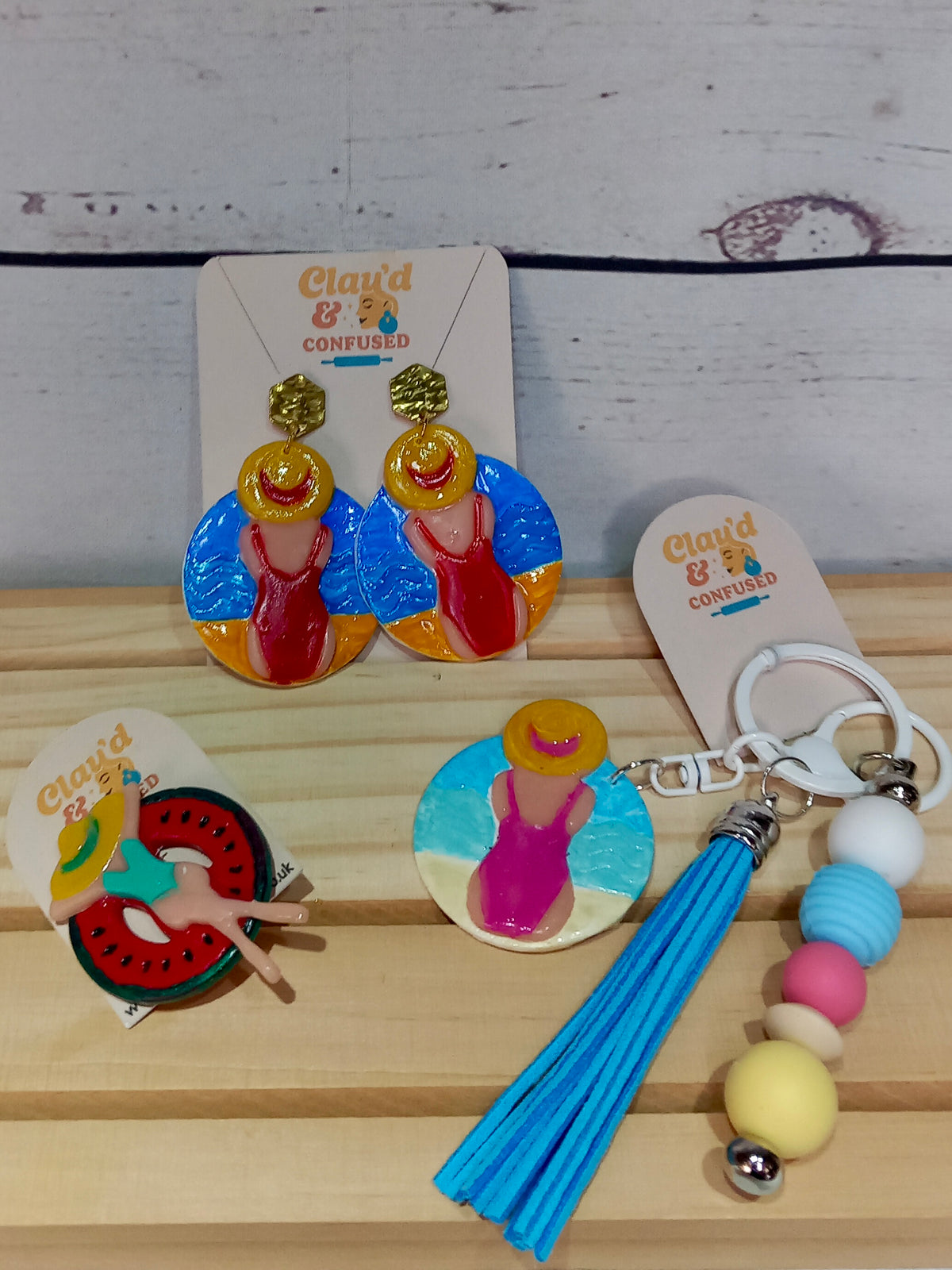 Summer Beach Lady — Handmade Polymer Clay