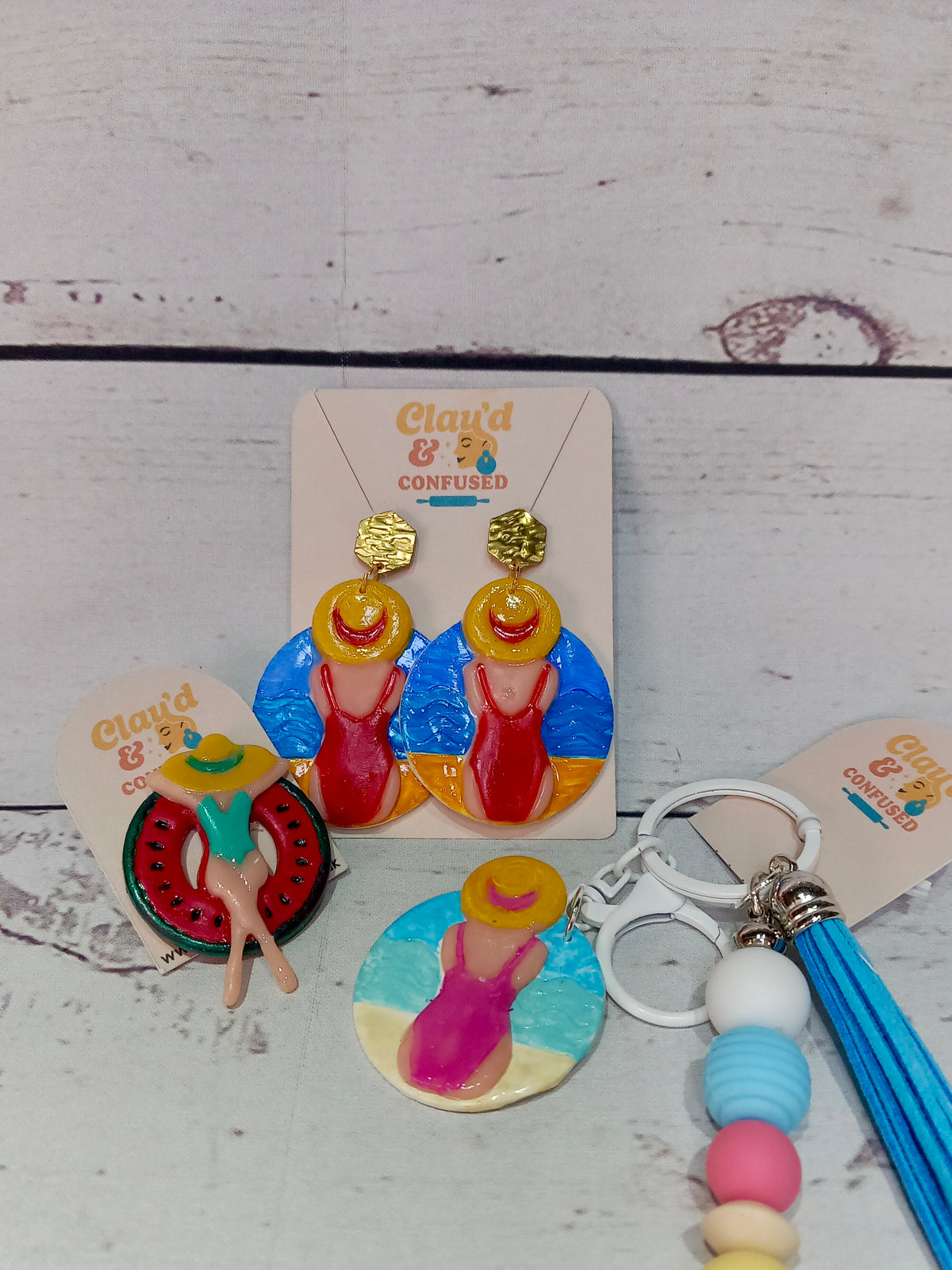 Summer Beach Lady — Handmade Polymer Clay