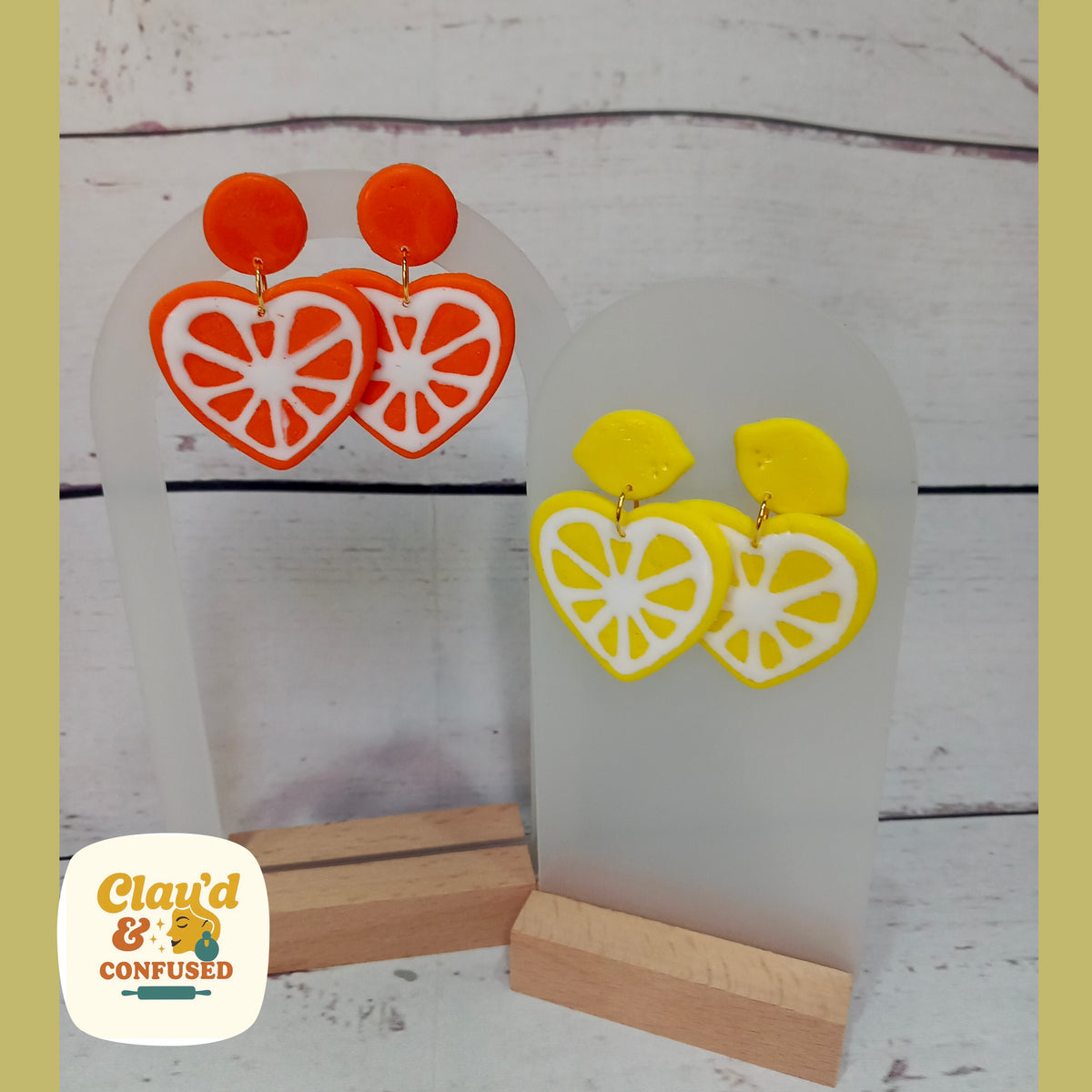 Citrus Heart Slice Earrings