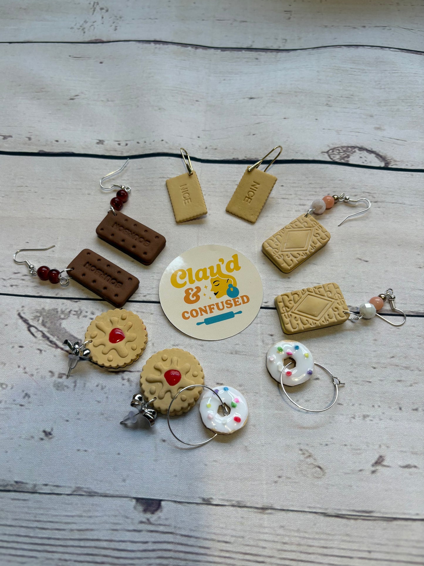 Biscuit Earrings — Handmade Polymer Clay
