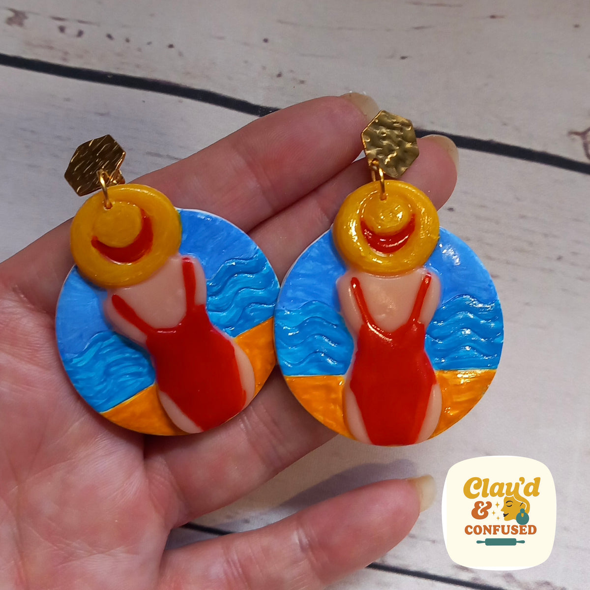 Summer Beach Lady — Handmade Polymer Clay