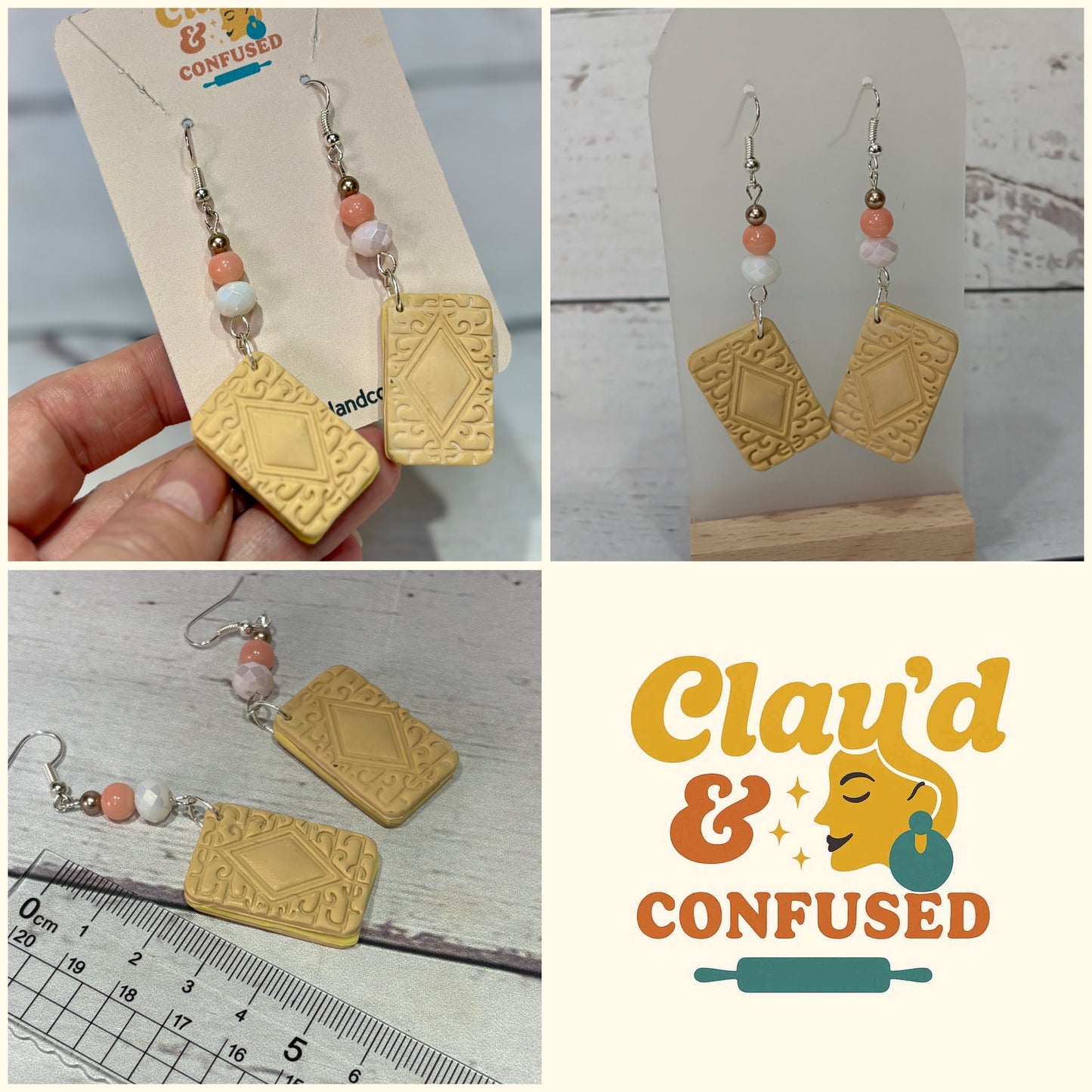 Biscuit Earrings — Handmade Polymer Clay