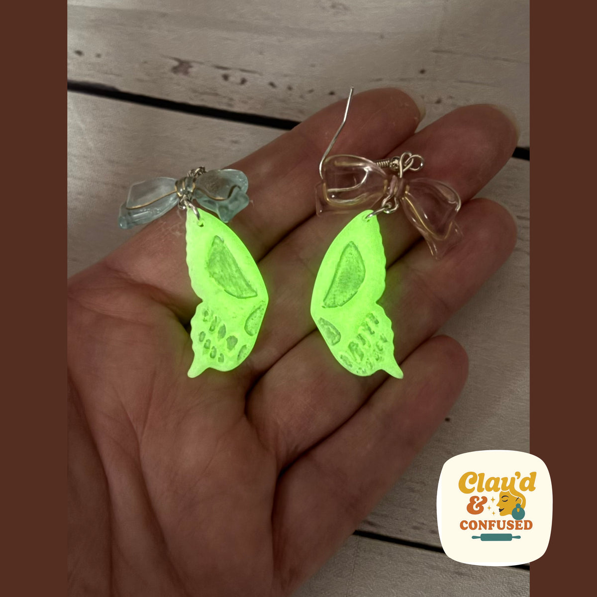 Skeleton Butterfly Earrings — Handmade Polymer Clay