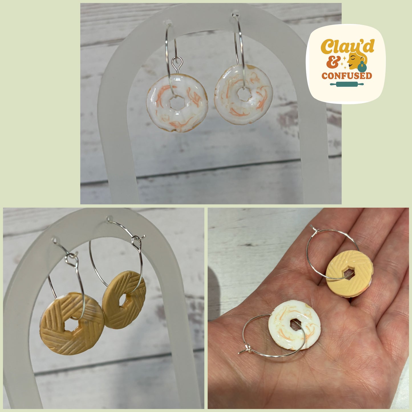 Biscuit Earrings — Handmade Polymer Clay