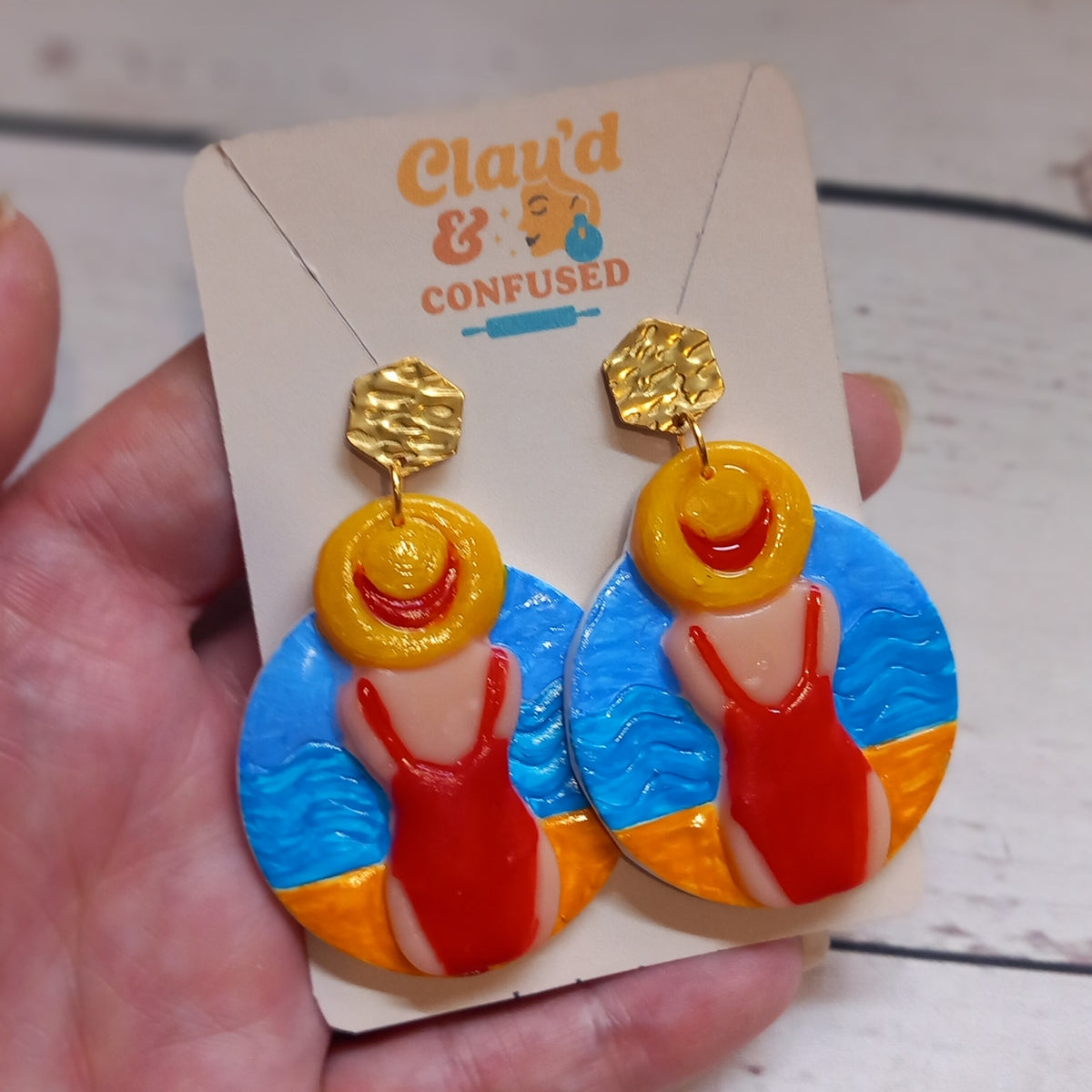 Summer Beach Lady — Handmade Polymer Clay