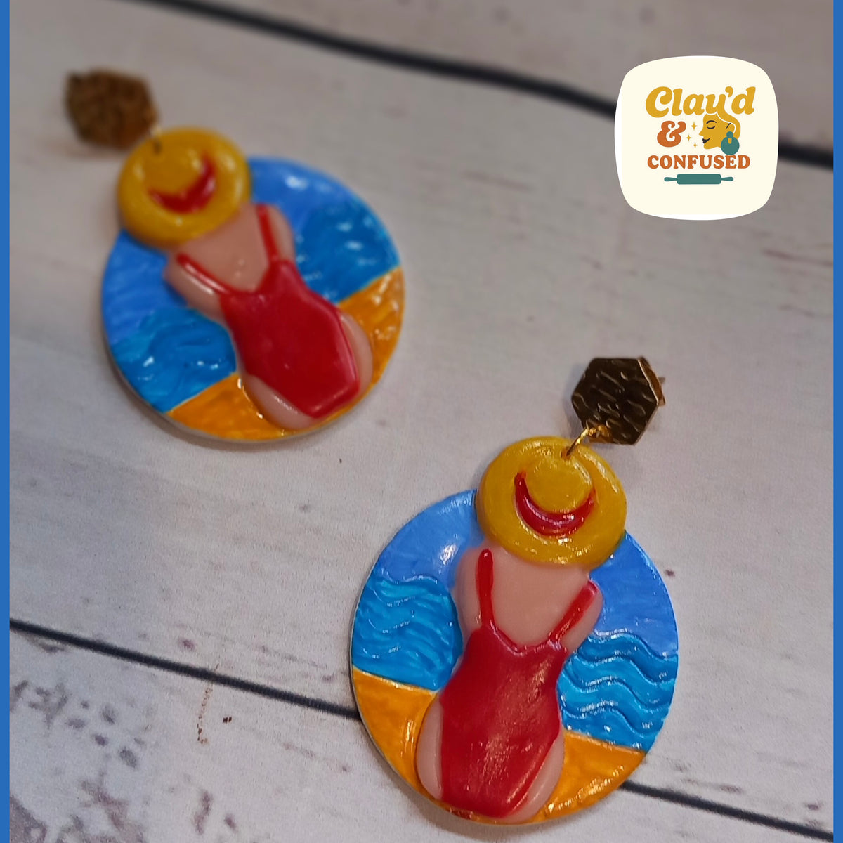 Summer Beach Lady — Handmade Polymer Clay