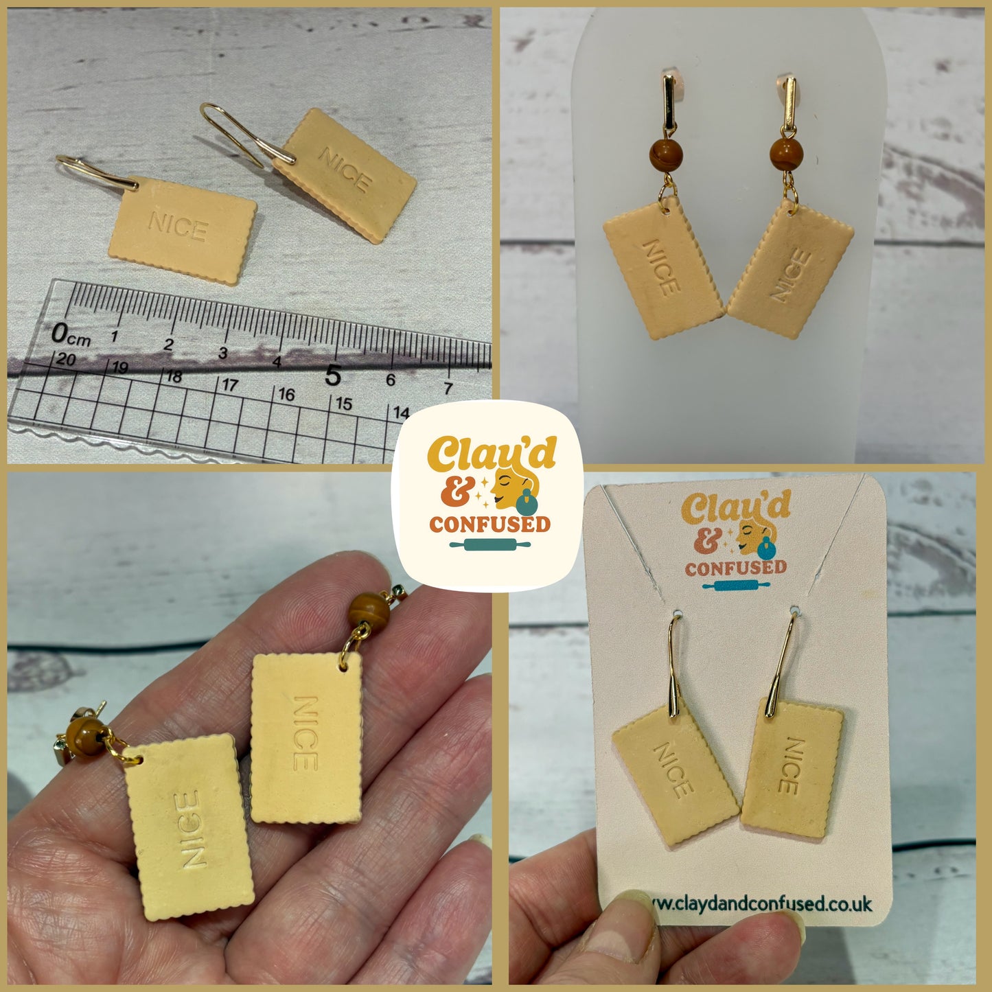 Biscuit Earrings — Handmade Polymer Clay