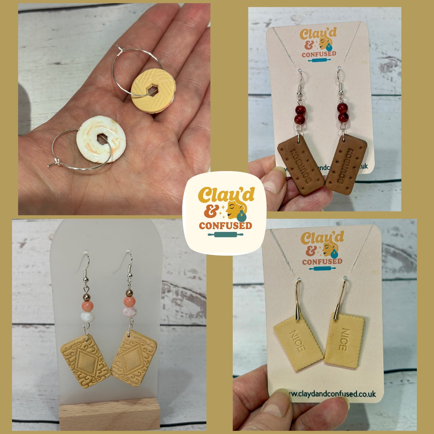 Biscuit Earrings — Handmade Polymer Clay