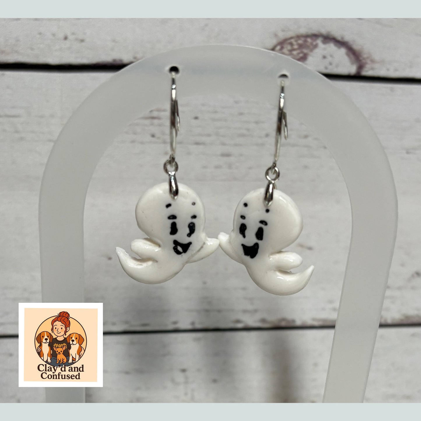 Happy Ghost Earrings — Handmade Polymer Clay