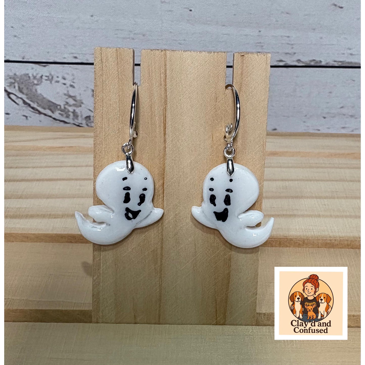 Happy Ghost Earrings — Handmade Polymer Clay