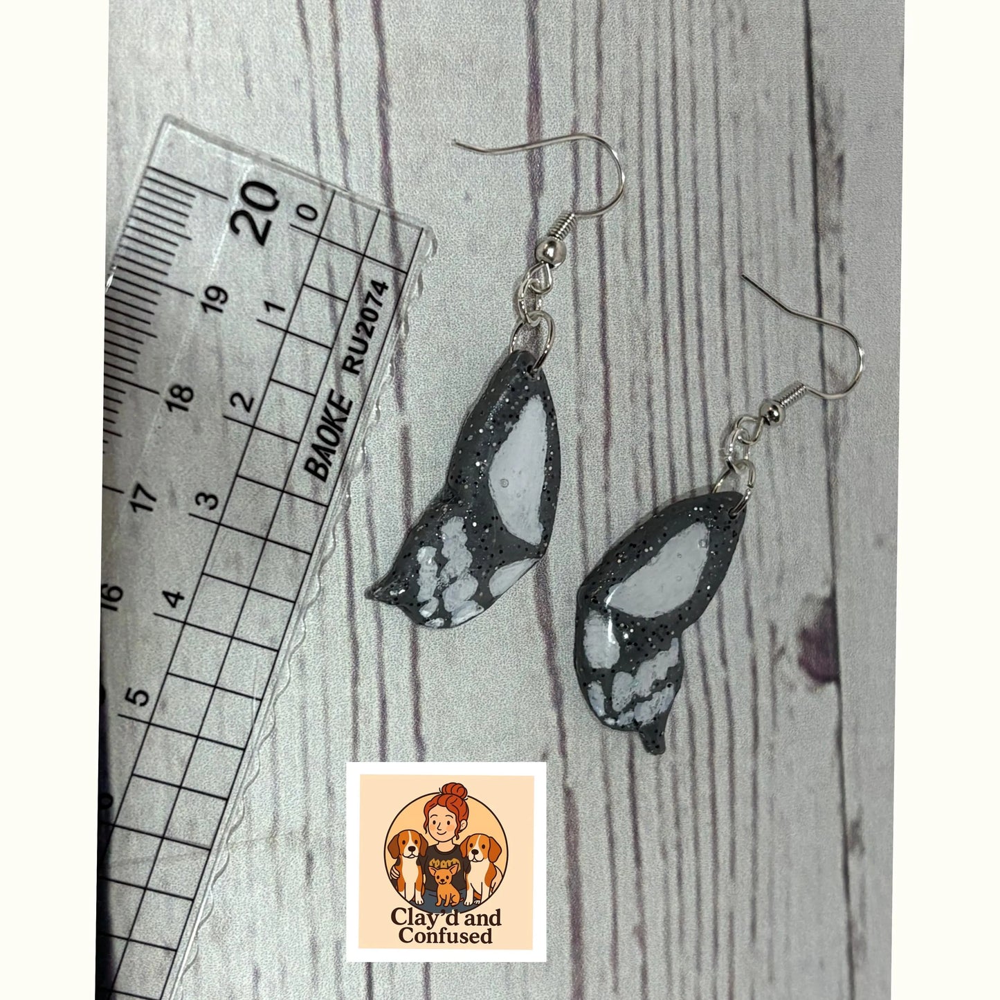 Skeleton Butterfly Earrings — Handmade Polymer Clay