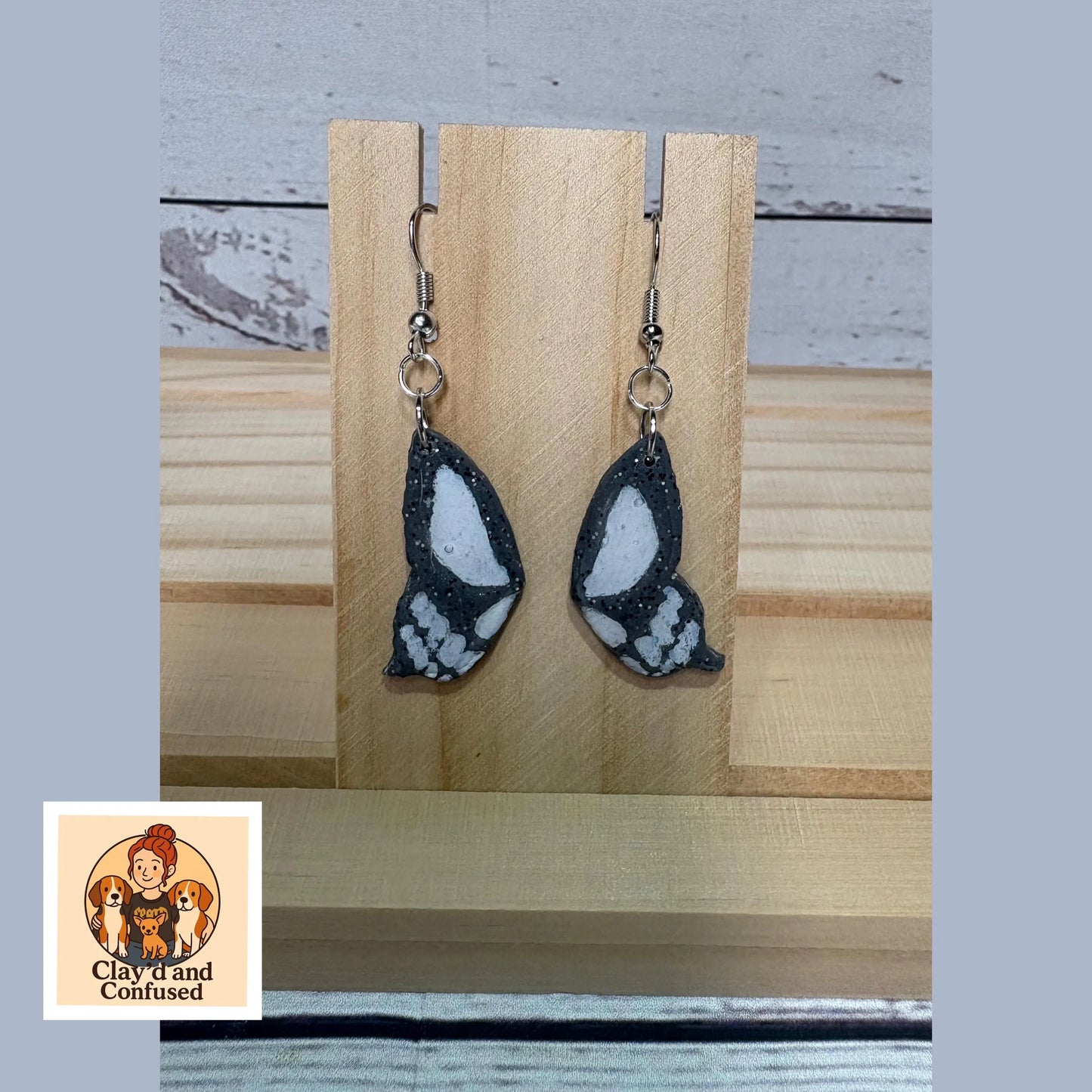 Skeleton Butterfly Earrings — Handmade Polymer Clay