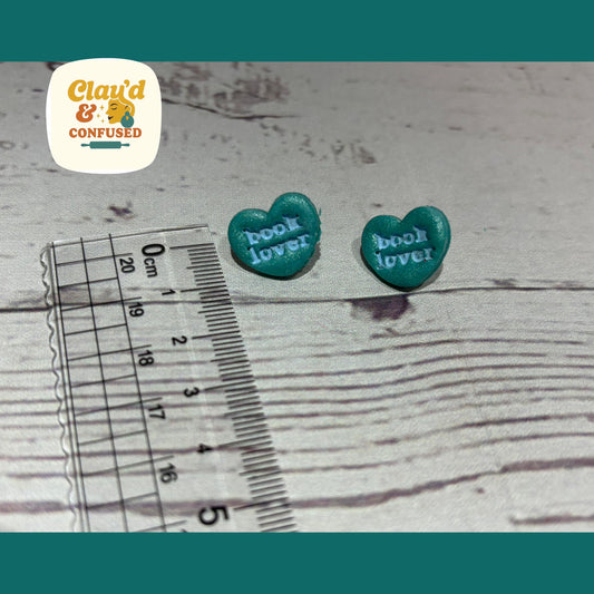 Book Lover Stud Earrings — Handmade Polymer Clay