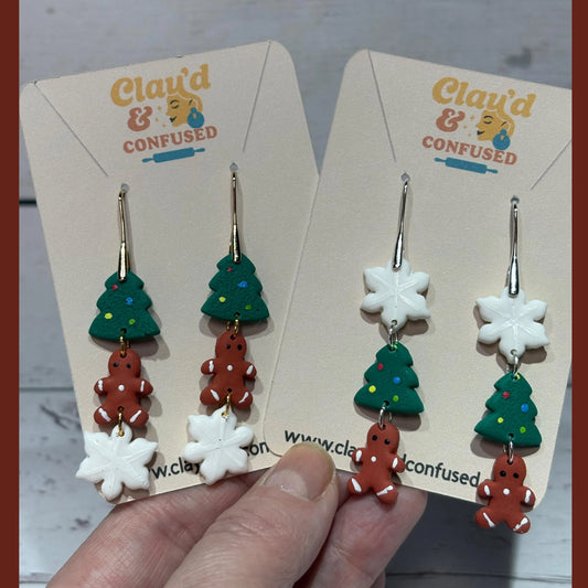 Christmas Icons Earrings — Handmade Polymer Clay
