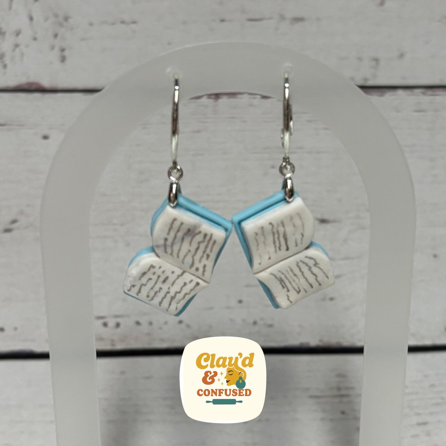 Open Book Earrings — Handmade Polymer Clay