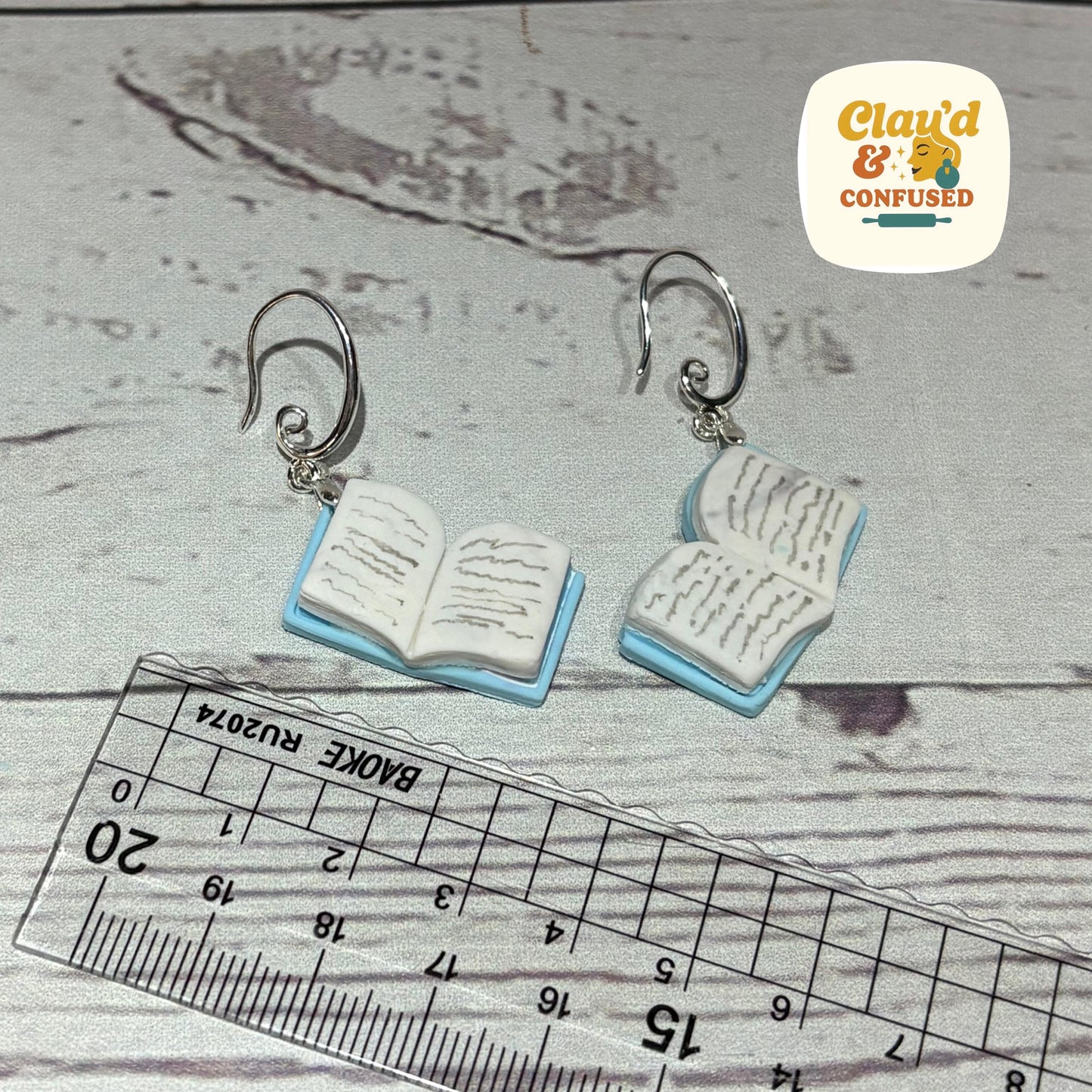 Open Book Earrings — Handmade Polymer Clay
