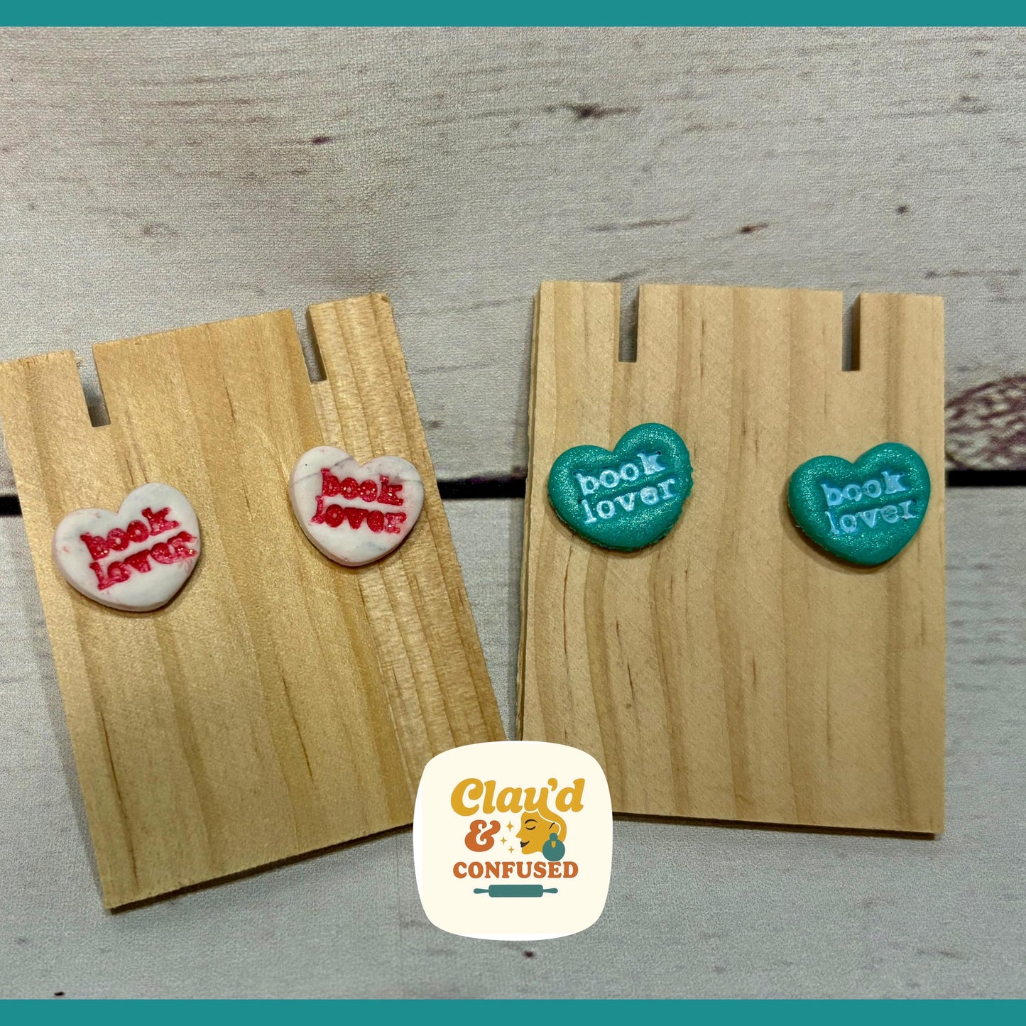 Book Lover Stud Earrings — Handmade Polymer Clay