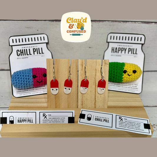 Happy Pill or Chill Pill Crochet Pal — Handmade Emotional Support Gift