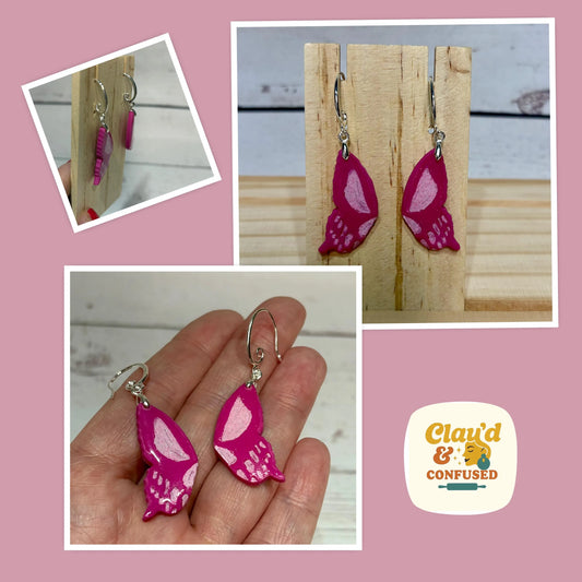 Skeleton Butterfly Earrings — Handmade Polymer Clay