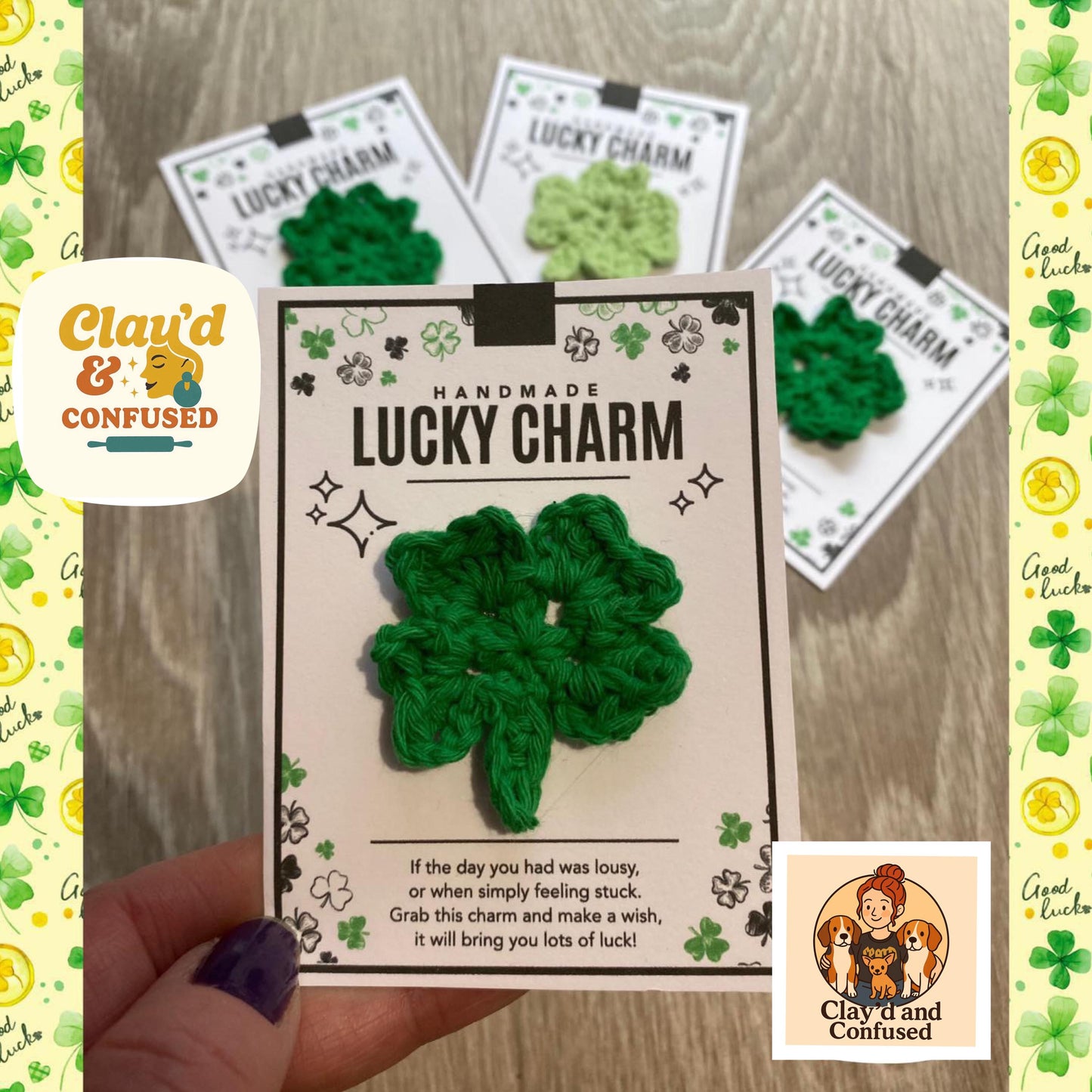 Crochet Four Leaf Clover Lucky Charm — Handmade Keepsake