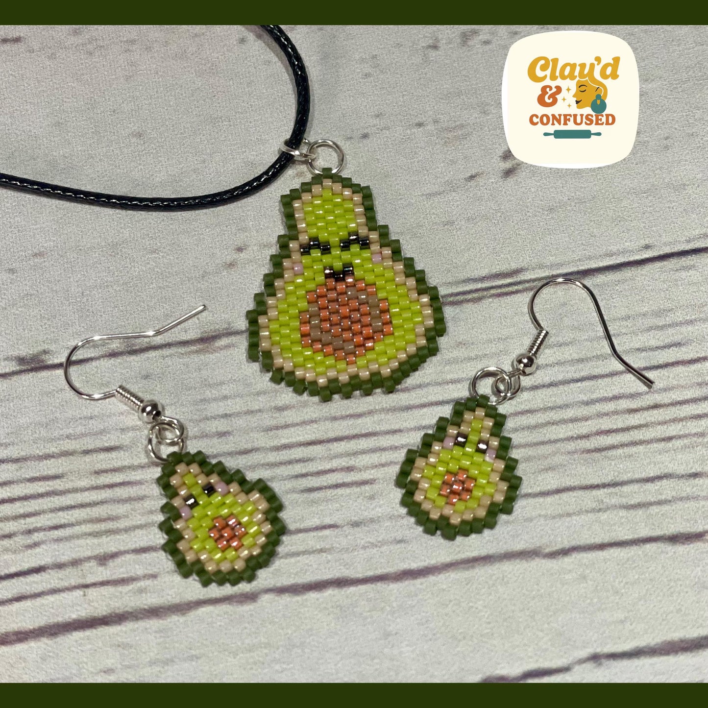 Beaded Avocado Jewellery — Handmade Seed Bead