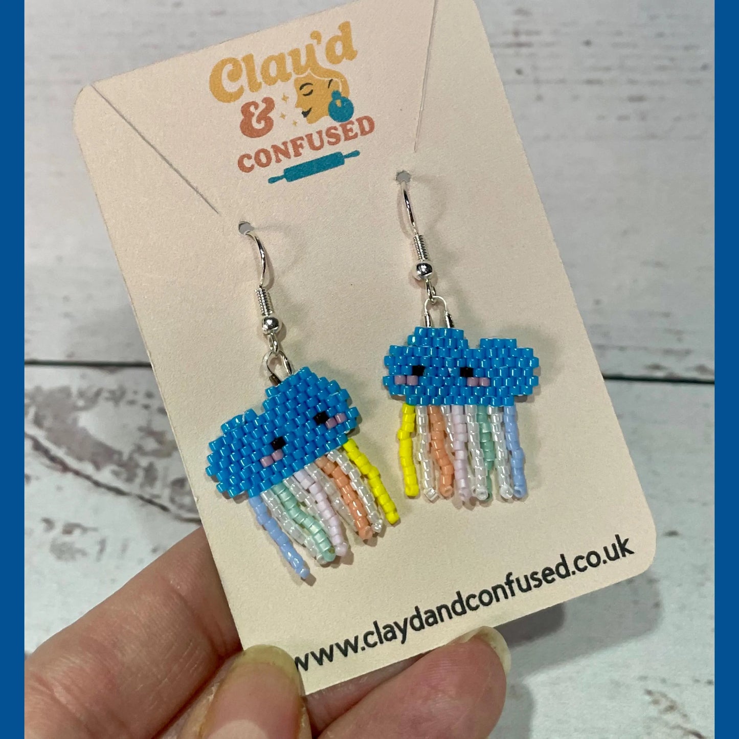 Rain Cloud Beaded Earrings — Handmade Seed Bead