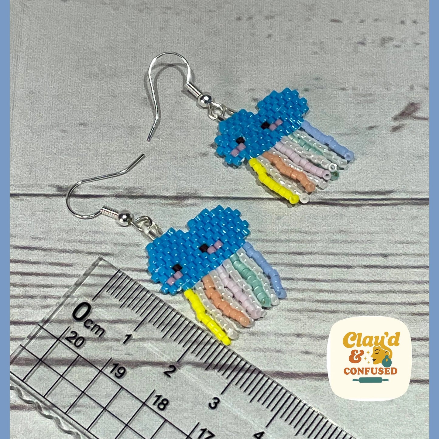 Rain Cloud Beaded Earrings — Handmade Seed Bead