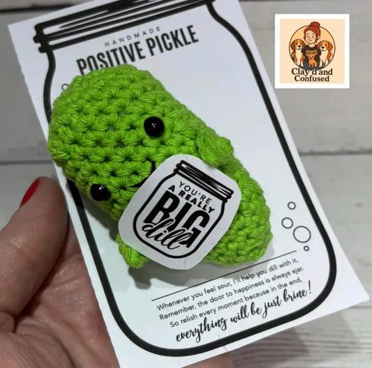 Positive Pickle Crochet Pal — Handmade Emotional Support