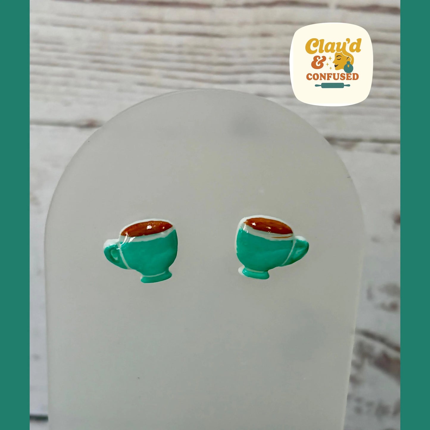 Cup of Tea Stud Earrings — Handmade Polymer Clay