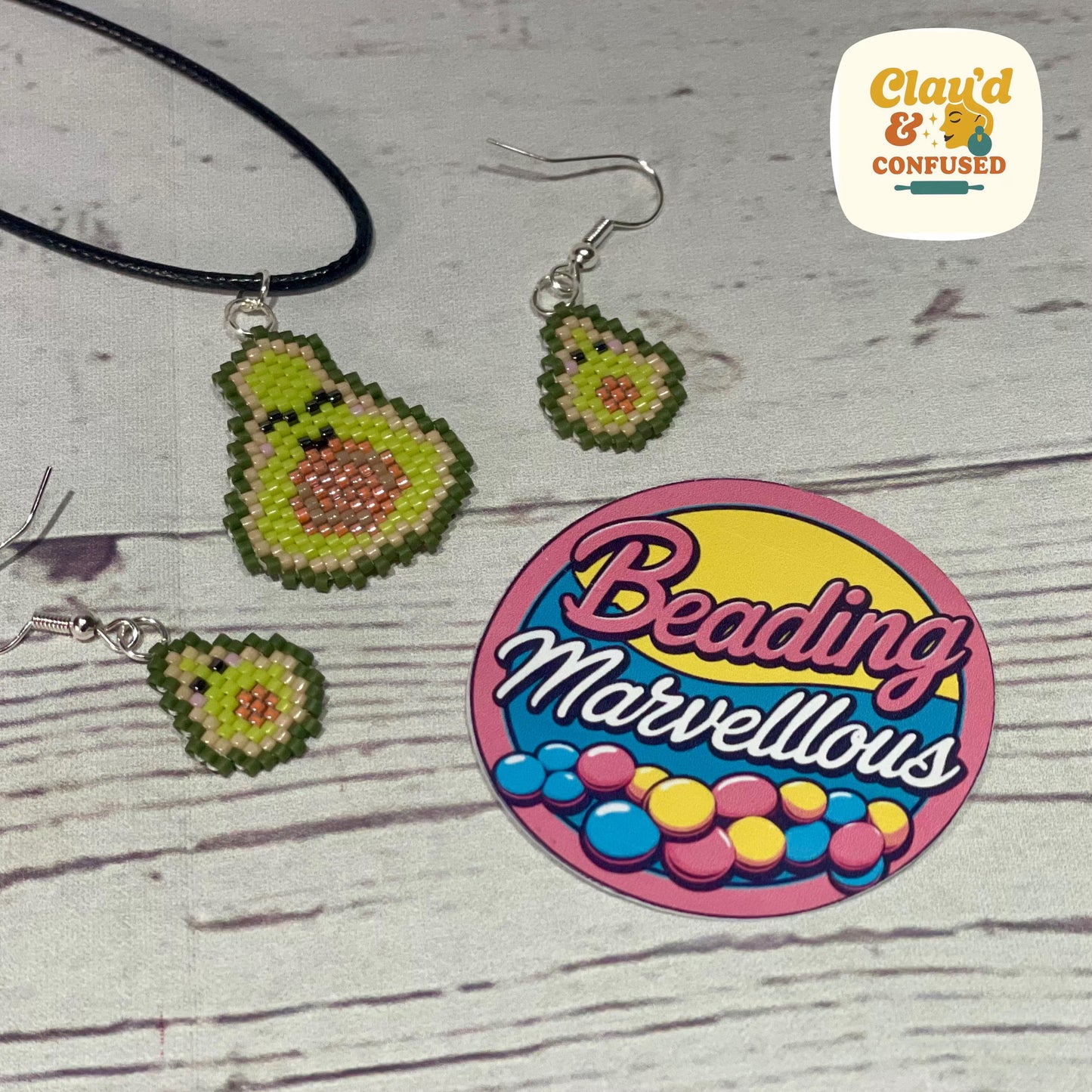 Beaded Avocado Jewellery — Handmade Seed Bead