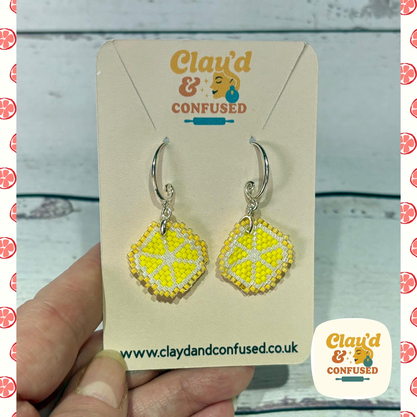 Citrus Slice Beaded Earrings — Handmade Miyuki Seed Bead