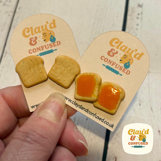 Toast Stud Earrings — Choose Your Topping | Handmade Polymer Clay