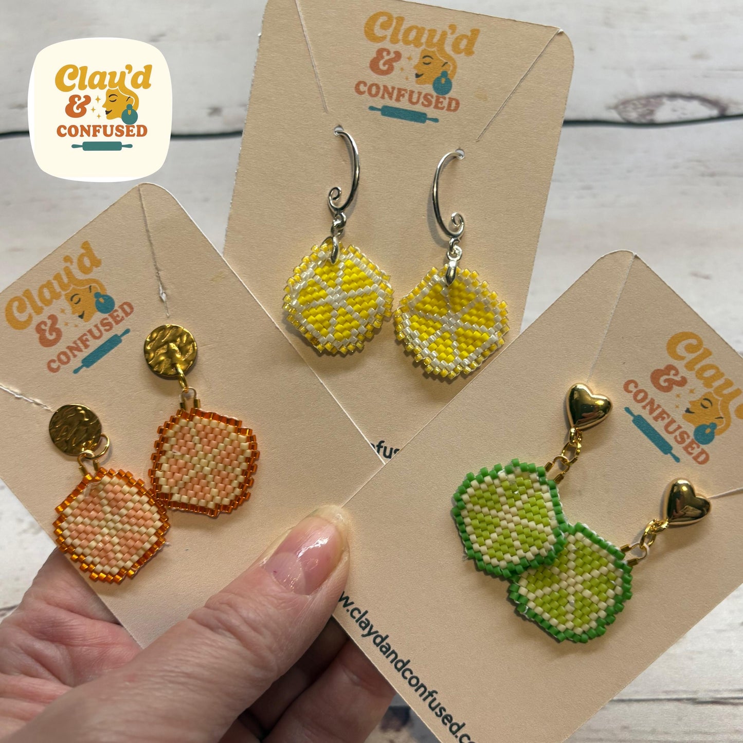 Citrus Slice Beaded Earrings — Handmade Miyuki Seed Bead