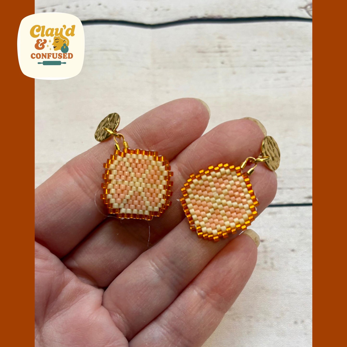 Citrus Slice Beaded Earrings — Handmade Miyuki Seed Bead