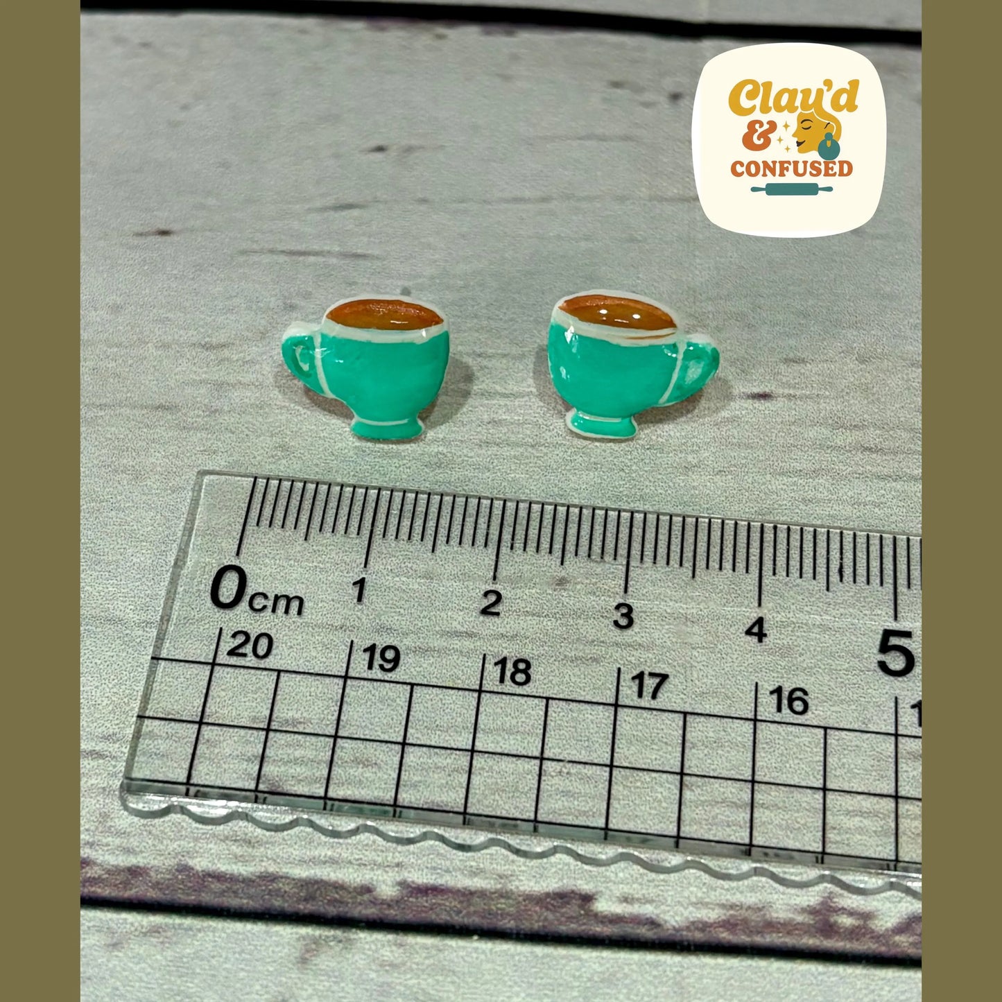 Cup of Tea Stud Earrings — Handmade Polymer Clay