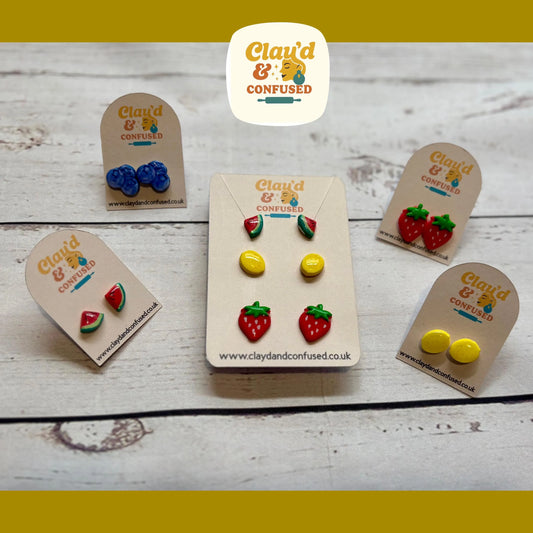 Fruit Studs — Handmade Polymer Clay