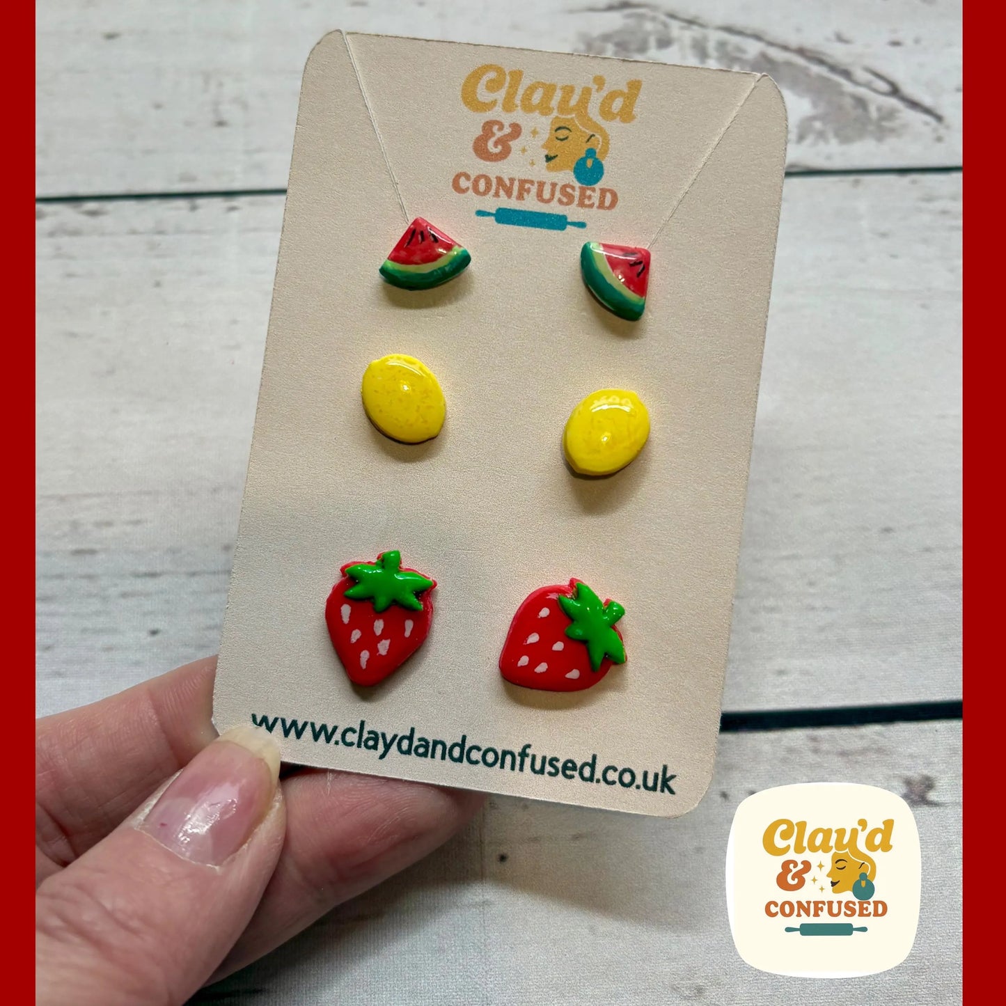 Fruit Studs — Handmade Polymer Clay