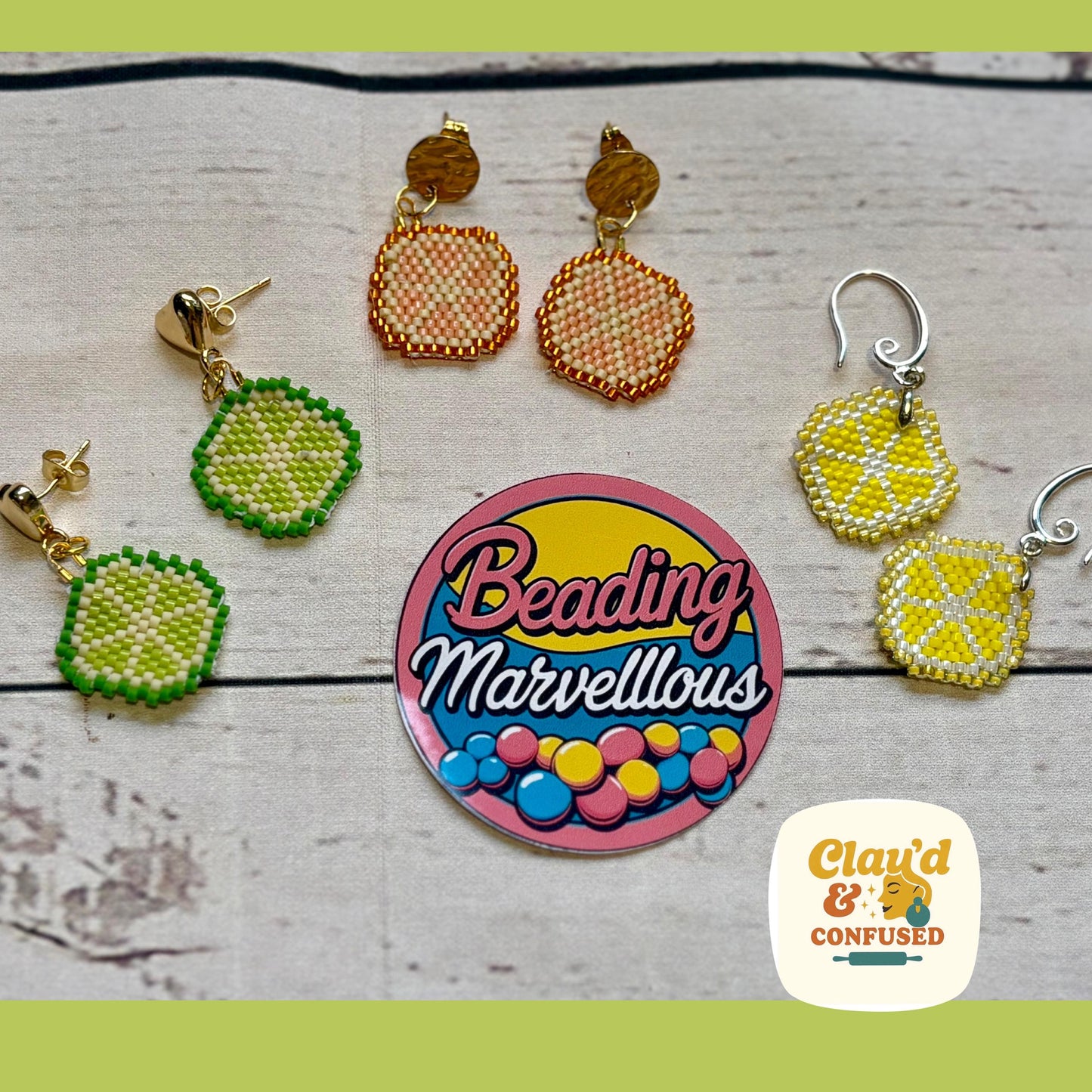 Citrus Slice Beaded Earrings — Handmade Miyuki Seed Bead