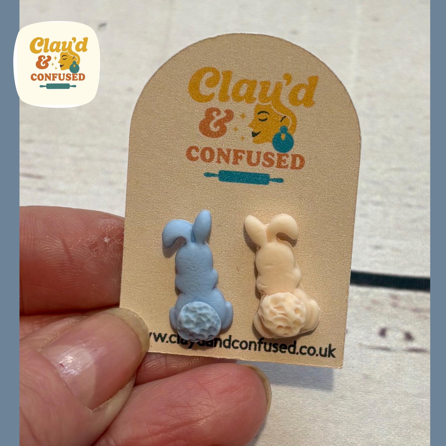 Bunny Stud Earrings — Handmade Polymer Clay