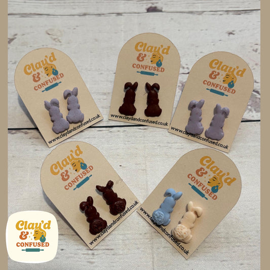 Bunny Stud Earrings — Handmade Polymer Clay