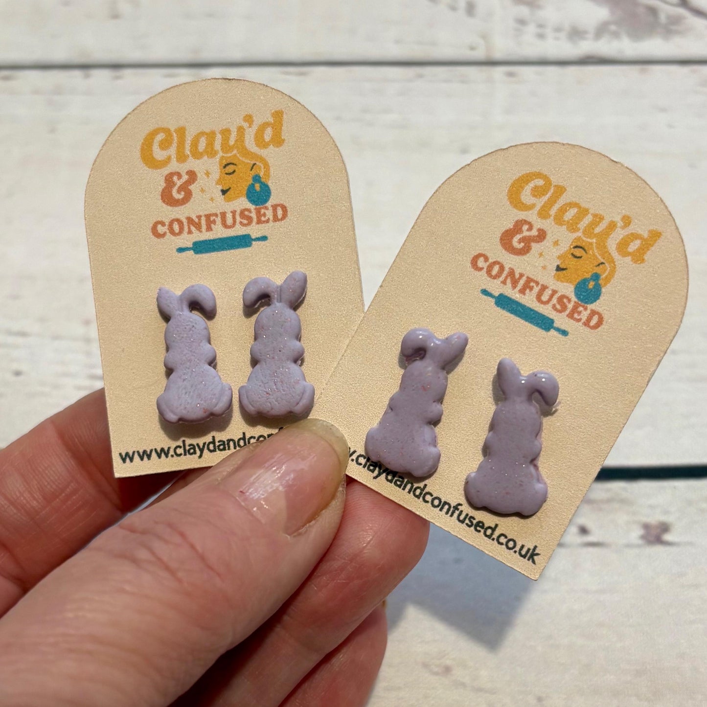 Bunny Stud Earrings — Handmade Polymer Clay