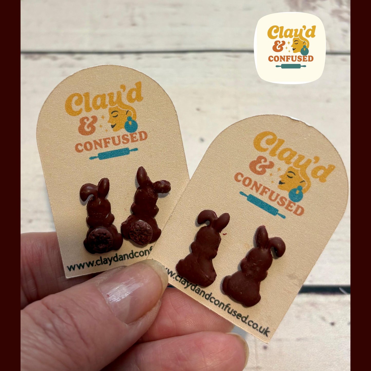 Bunny Stud Earrings — Handmade Polymer Clay