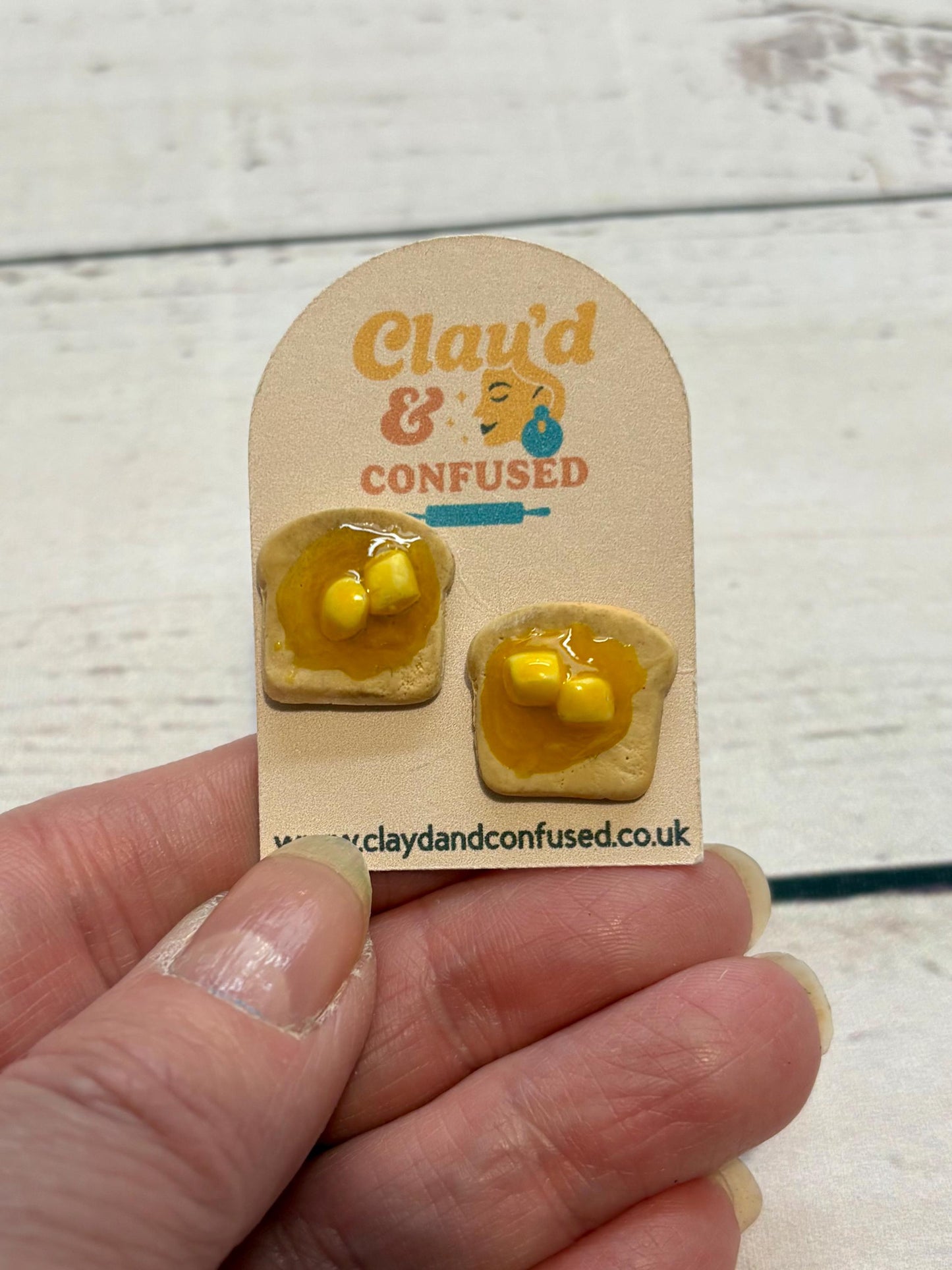 Toast Stud Earrings — Choose Your Topping | Handmade Polymer Clay