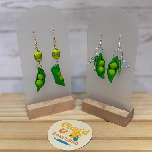 Peas in a Pod Earrings — Handmade Polymer Clay